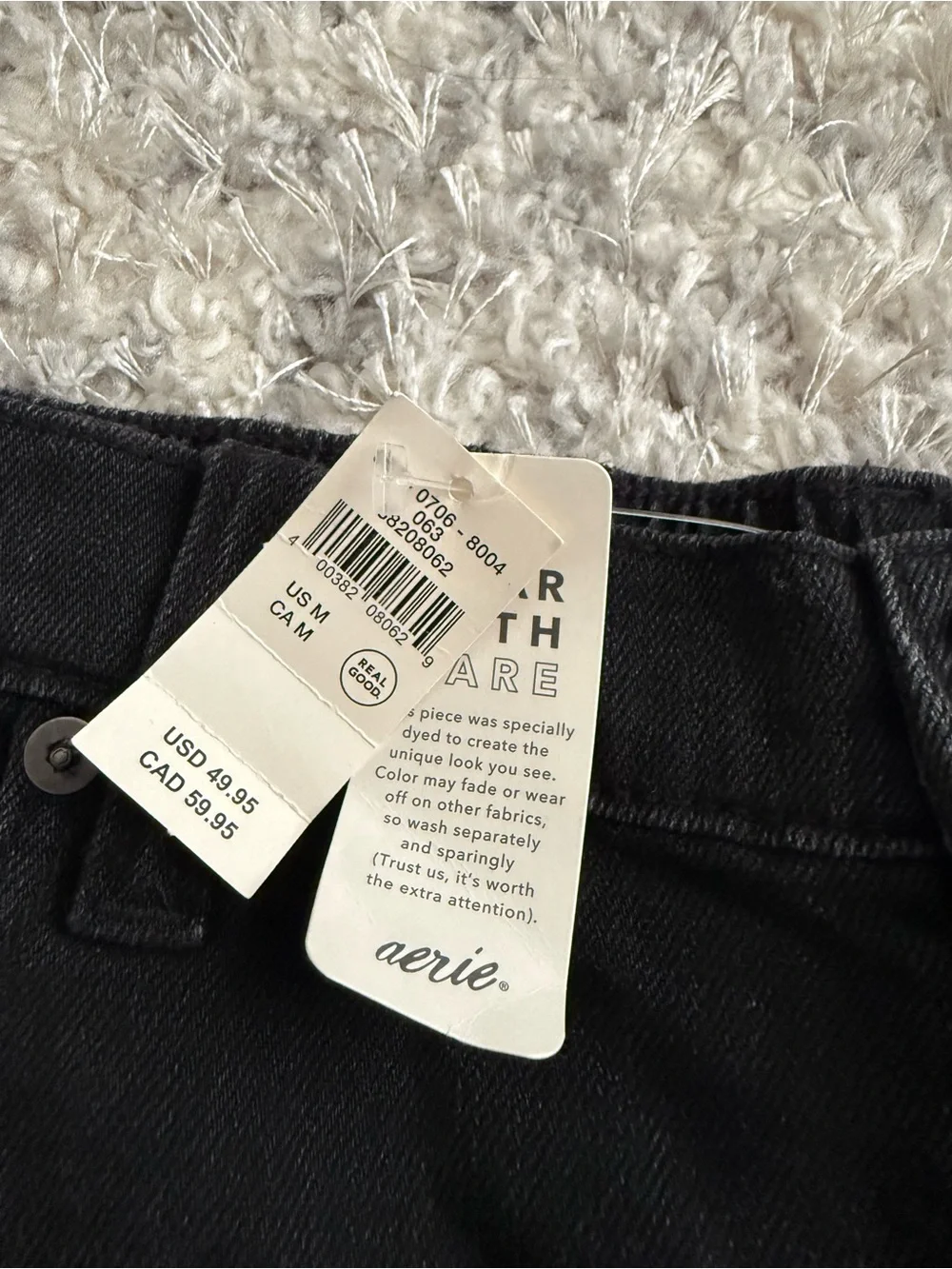 aerie Black Distressed High-Rise Denim Shorts - Picture 2 of 4